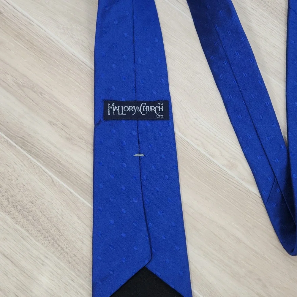 Mallory & Church Mens Tie Cobalt Blue 100% Italian Silk VTG 90s‎ Classic 57